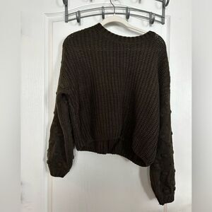 Moon and Madison Chunky‎ Cropped Sweater olive green Medium Women’s EUC boxy